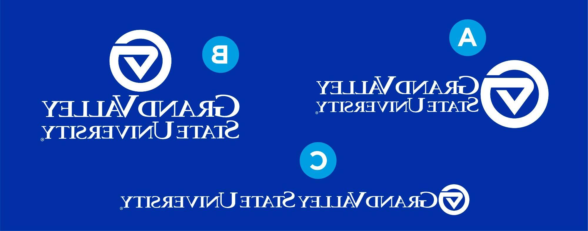 三个大峡谷标志:一个左标志，一个左标志，一个单线标志. 的 letter "A" is next to the markleft logo, "B" is next to the marktop logo, "C" is next to the 单行的 logo.
